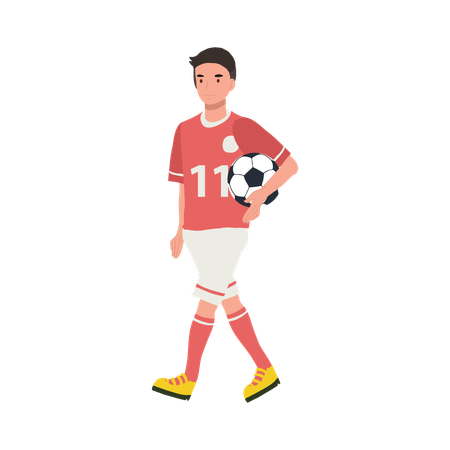 Football player standing with football  Illustration