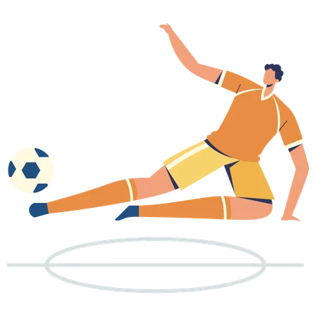 Football player using Slide tackle  Illustration