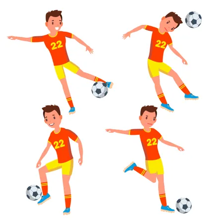 Football Player With Different Pose  Illustration