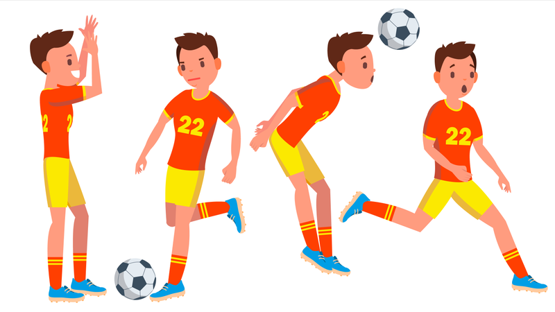 Football Player With Different Pose  Illustration