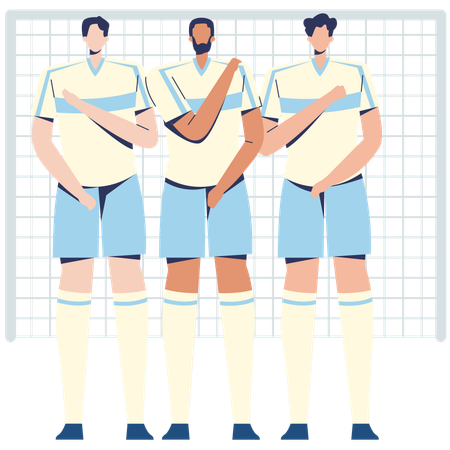 Football players Block Wall Defence for protecting goal  Illustration