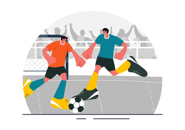 Football Players Dribbling the Ball  Illustration