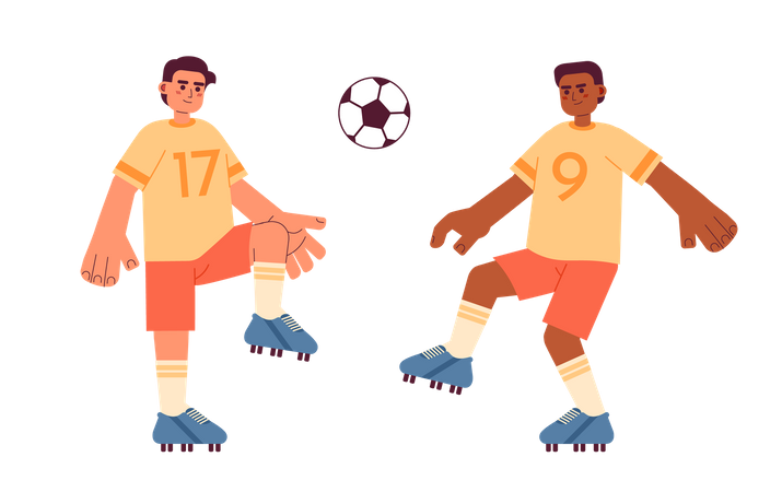 Football players kicking ball  Illustration