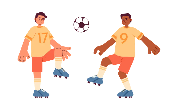 Football players kicking ball  Illustration