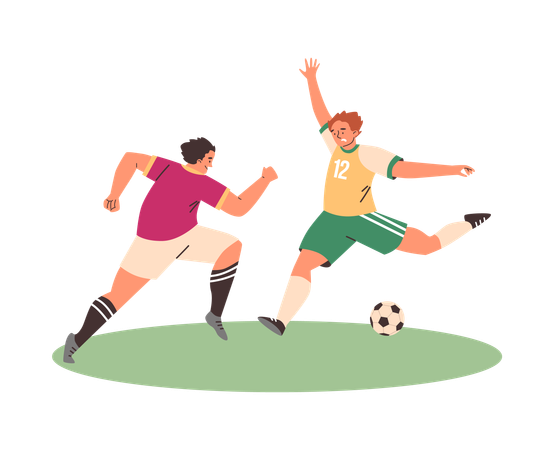 축구 축구 두 남자 선수가 맞붙어 선수들이 싸우는 모습  일러스트레이션