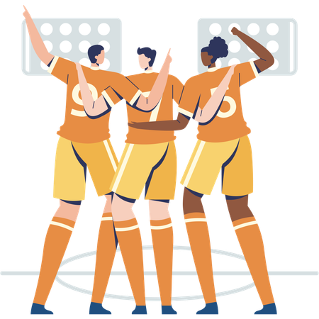 Football team wining match  Illustration