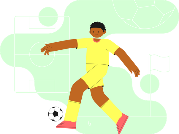 Footballer Kicking Ball  Illustration