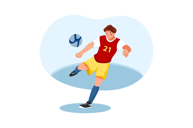 Footballer kicking football  Illustration