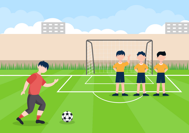 Footballer preparing to take free kick  Illustration