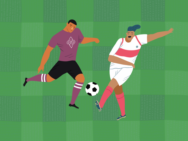 Footballers playing in match Illustration