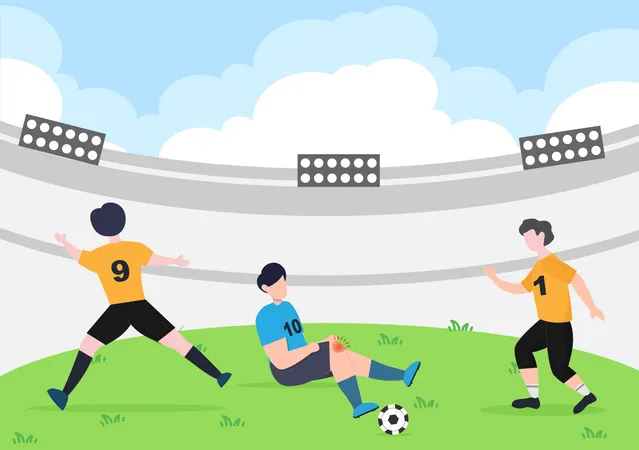 Footballers playing in match  Illustration