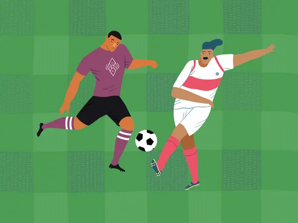 Footballers playing in match  Illustration