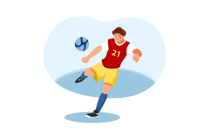 Footballeur, coup de pied au football  Illustration