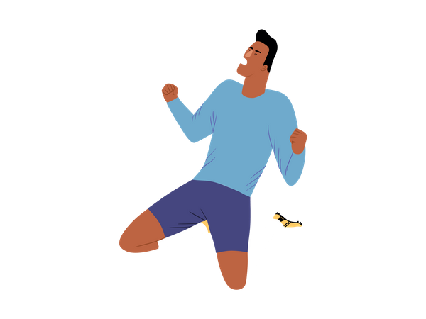 Footballeur masculin appréciant la victoire  Illustration