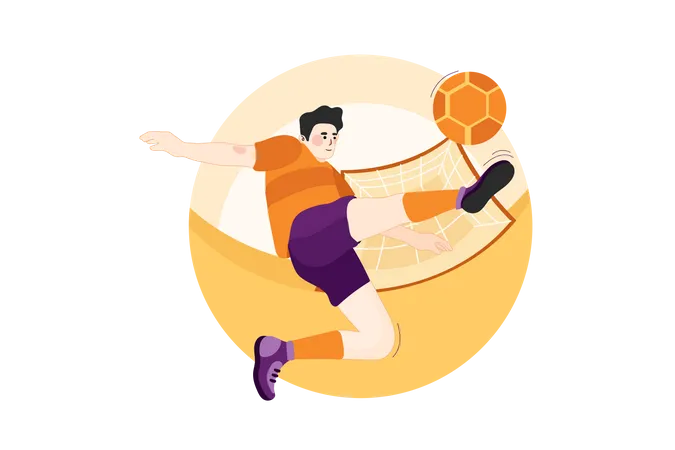 Footballeur masculin, coup de pied au football  Illustration