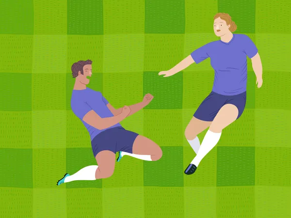 Footballeurs masculins appréciant le but  Illustration