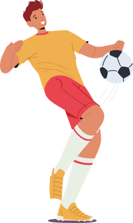 Footballspieler trifft Ball mit Knie  Illustration