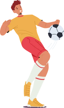 Footballspieler trifft Ball mit Knie  Illustration