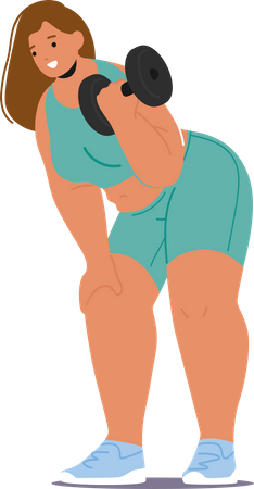 For Plus-size Woman Character Doing Fitness Workout with Dumbbell  Illustration