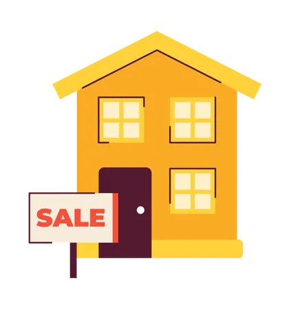 For Sale Sign House 2 D Illustration Concept Selling Home Property For Sale Isolated Cartoon Object White Background Apartment Real Estate Agency Sign Metaphor Abstract Flat Vector Graphic Illustration