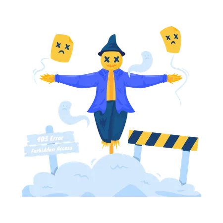 Illustration Of A Scarecrow As A Barrier To Entry Or Forbidden Access Error Message Illustration