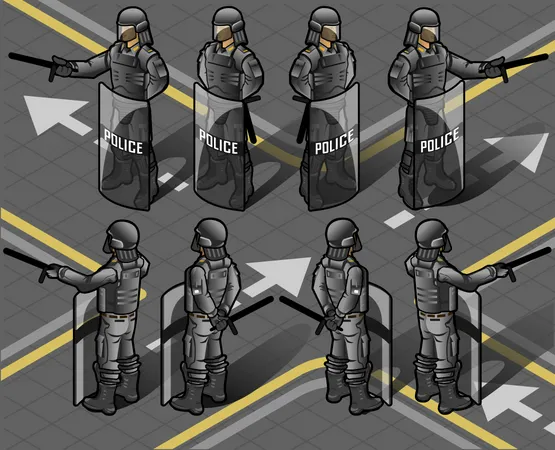 Força policial em alerta máximo  Ilustração