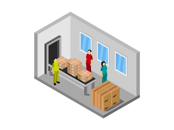 Förderband in der Produktionslinie  Illustration