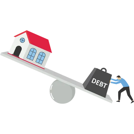 Foreclosure House Big Debt Loan Vector Illustration In Flat Style Illustration