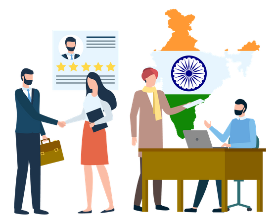Foreign employee taking jobs in indian company Illustration