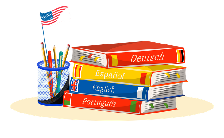 Foreign language learning books  Illustration