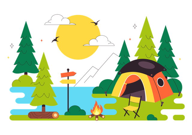 Forest Camping  Illustration