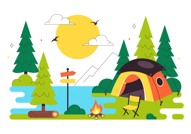Forest Camping  Illustration