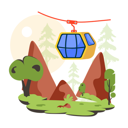 Forest Chairlift  Illustration
