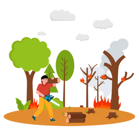 Forest Destruction  Illustration