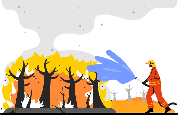 Forest fire causing air pollution  Illustration