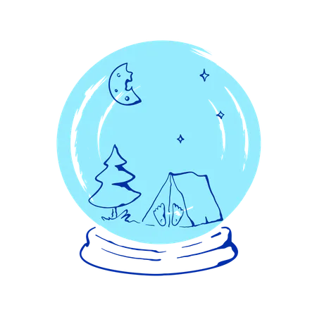 Forest night in tent  Illustration