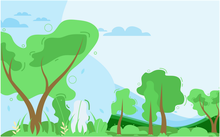 Forest or Park with Trees and Bushes  Illustration