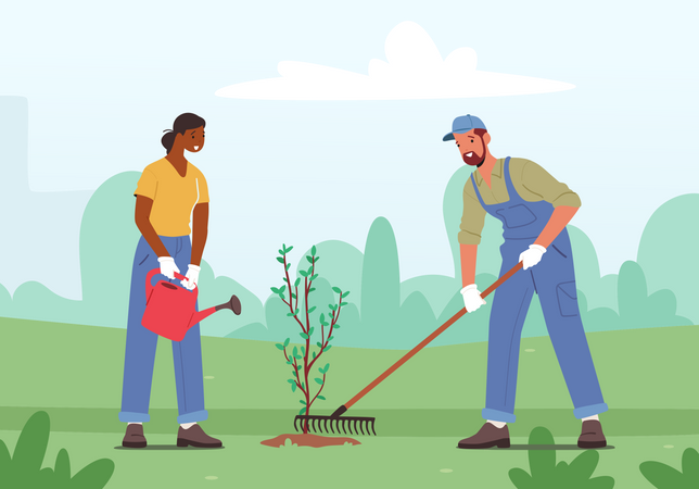 Forest Restoration And Planting New Trees Illustration