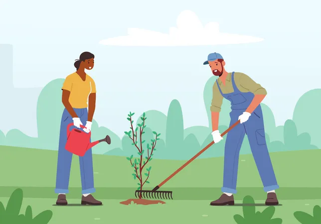 Forest Restoration And Planting New Trees  Illustration
