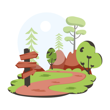 Forest Signboard  Illustration