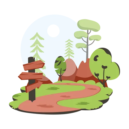 Forest Signboard  Illustration