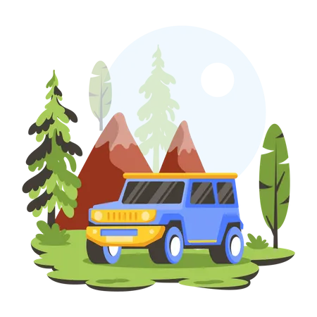 A Flat Illustration Of Forest Transport Illustration