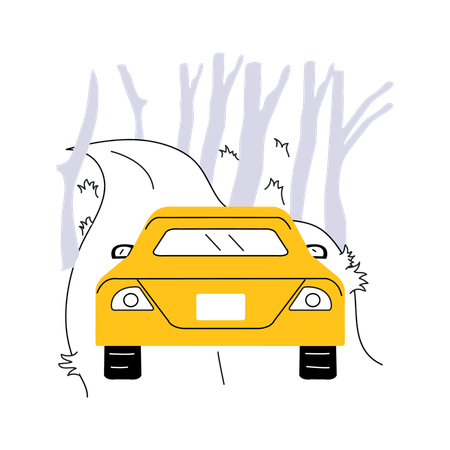 Forest Traveling by car  Illustration