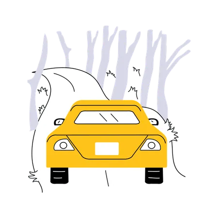 Forest Traveling by car  Illustration