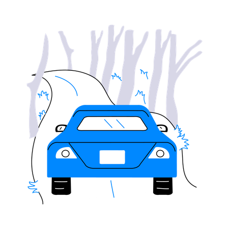 Forest Traveling by car  Illustration