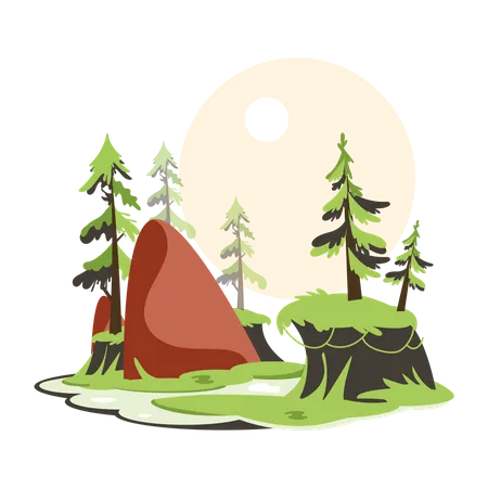 Latest Flat Illustration Of Forest View Illustration