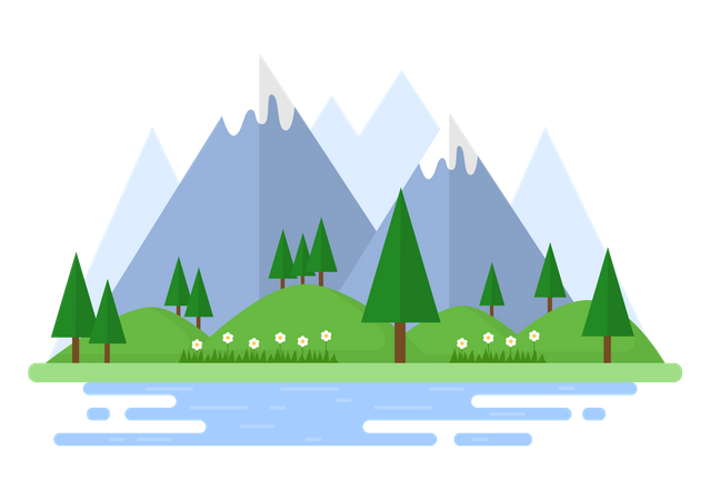 Forest with mountain Illustration
