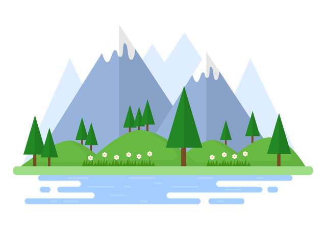 Forest with mountain  Illustration