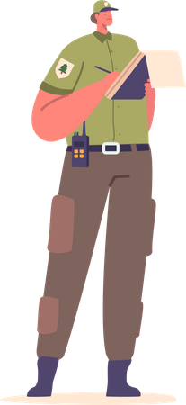 Forester Ranger écrit dans le bloc-notes  Illustration