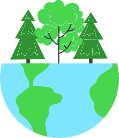 Une forêt qui pousse sur la moitié de la planète Terre  Illustration